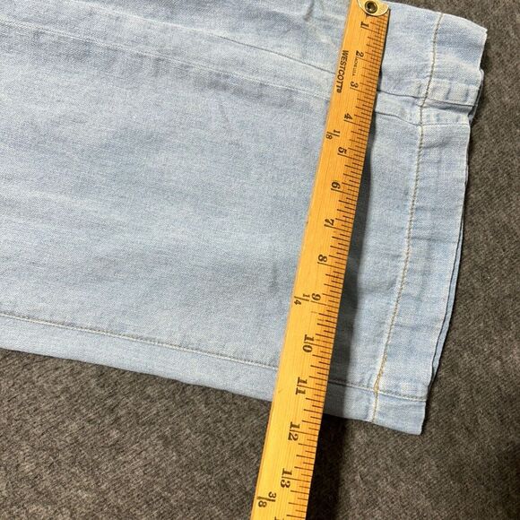 Pilcro And The Letterpress Wide Leg Pants Light Wash Size 27 Blue Cotton Linen - Picture 11 of 13